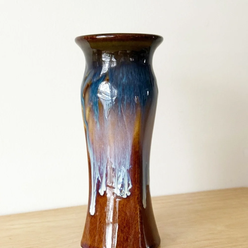 Bill Campbell Studio Pottery 7.5” Inch Vase Signed Drip Glaze Artisan Wabi Sabi - Picture 7 of 15